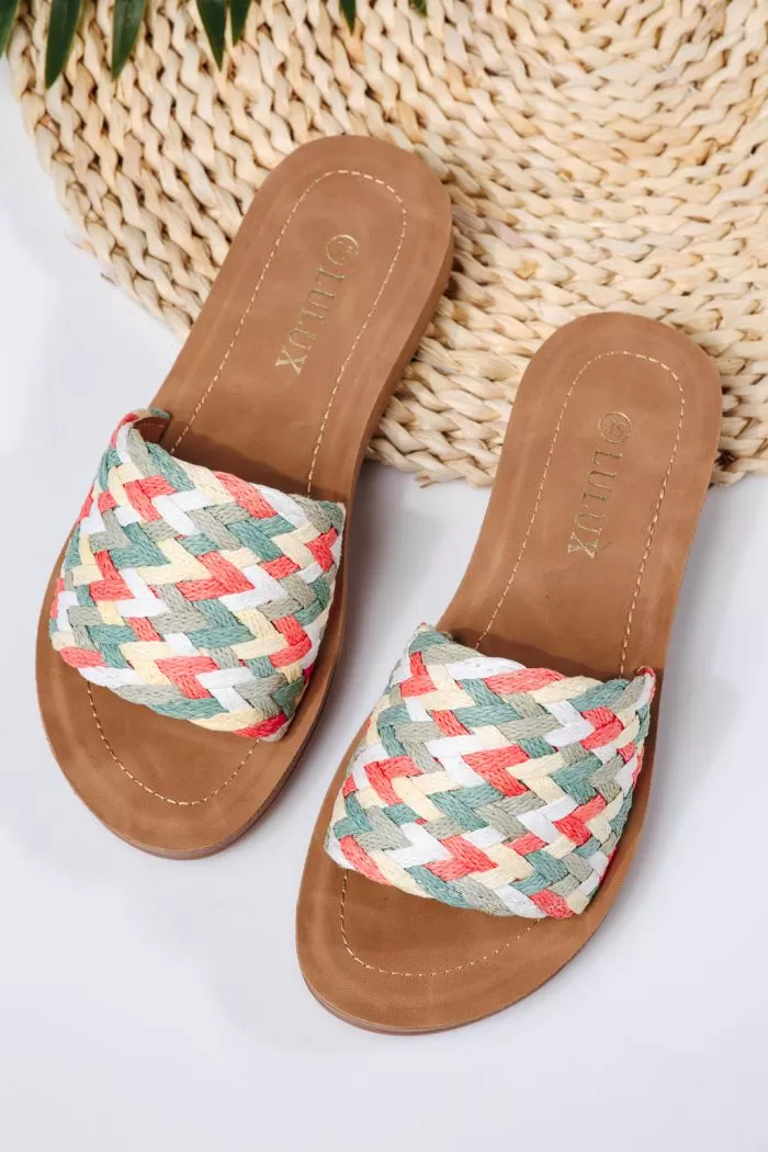 Női kék textil papucs Lola #22261