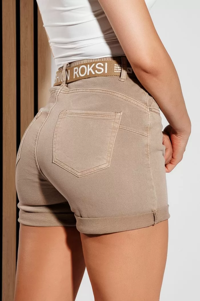 Női Farmer Rövidnadrág Kasia Khaki Színben #A1053