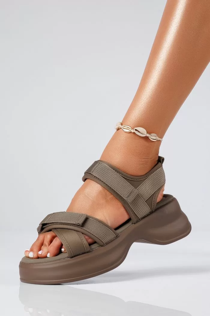 Női zöld textil platform szandál Aglaia #22341