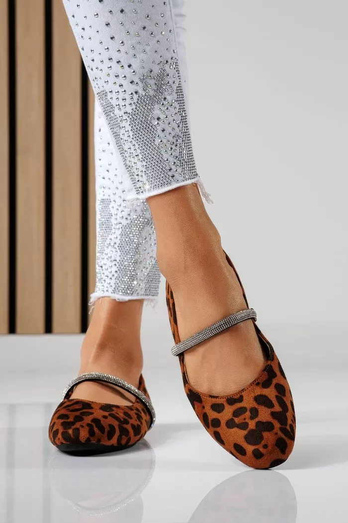Női balettcipők leopard öko bőrből készült visszaküldött Zoe2 #22484
