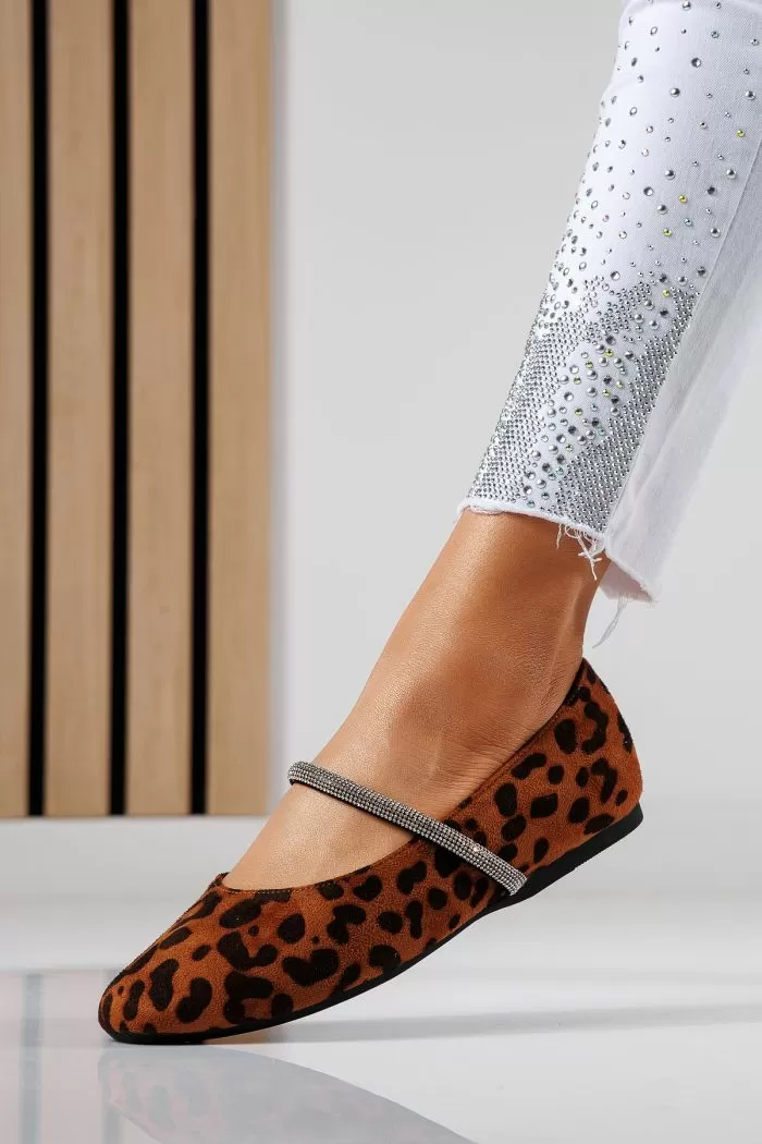 Női balettcipők leopard öko bőrből készült visszaküldött Zoe2 #22484