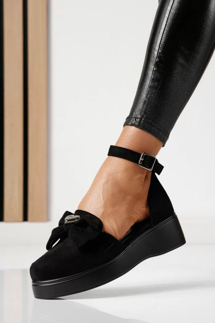 Női alkalmi cipők fekete környezetbarát velúr bőrből készült Felicia #24102