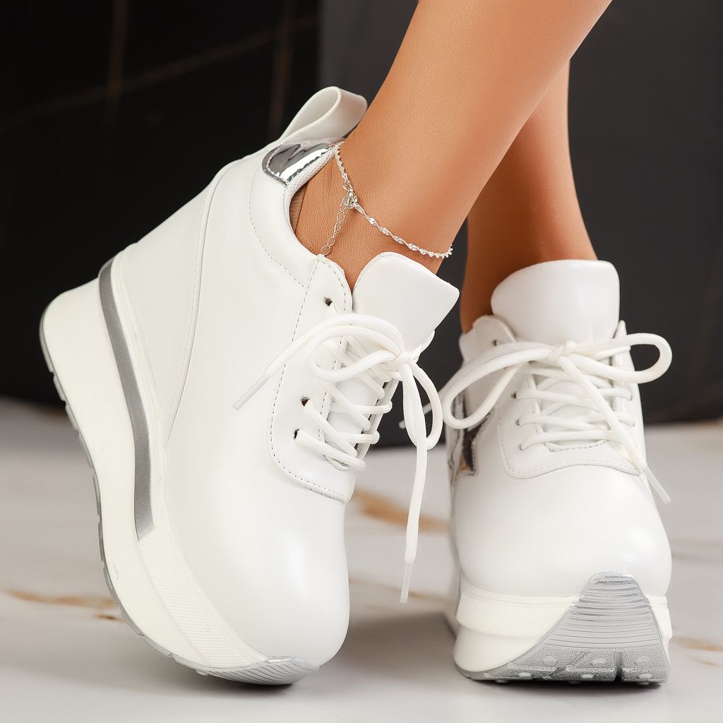 Дамски спортни обувки с платформа Feel Бяло #13529