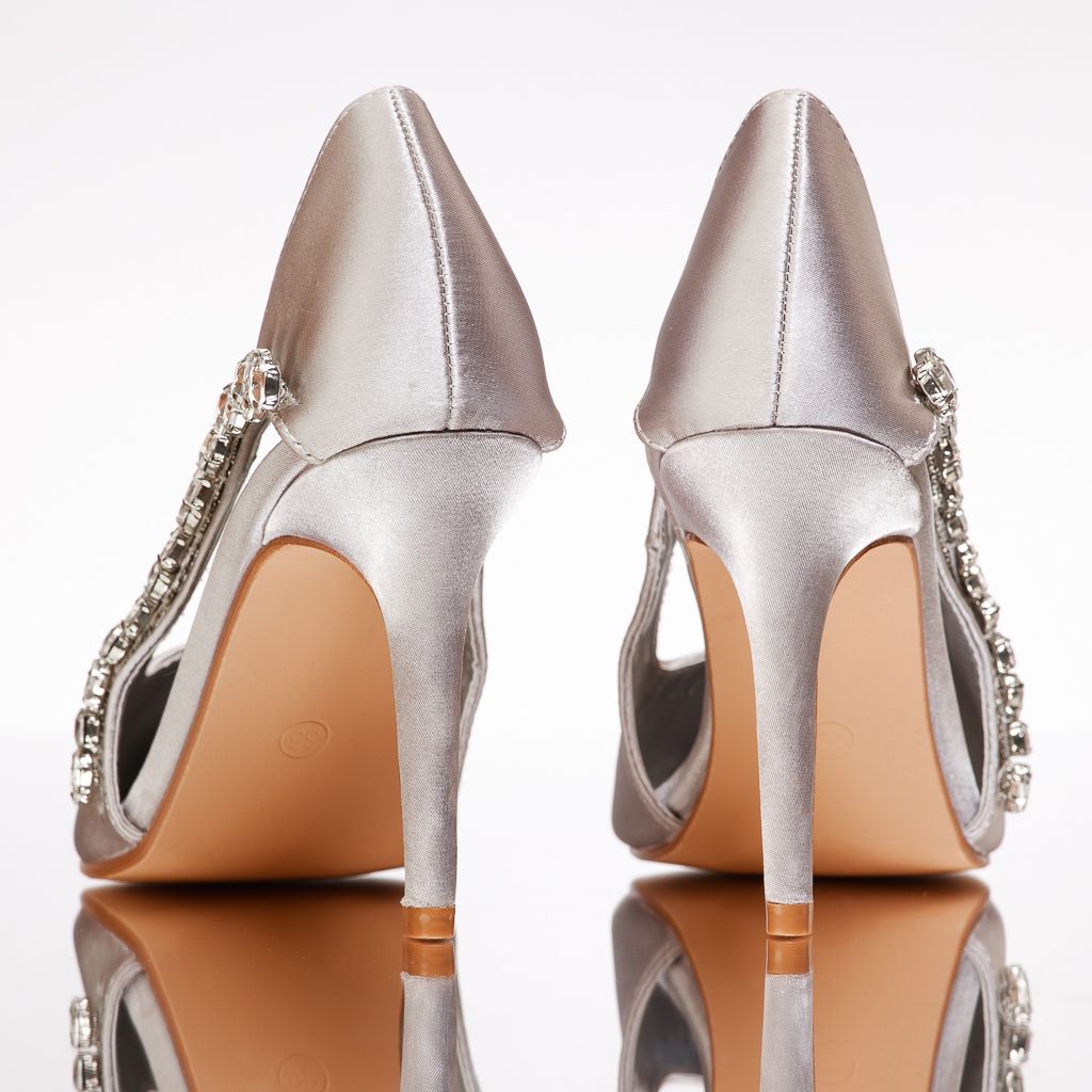 Pantofi Dama cu Toc Greta Gri #13475