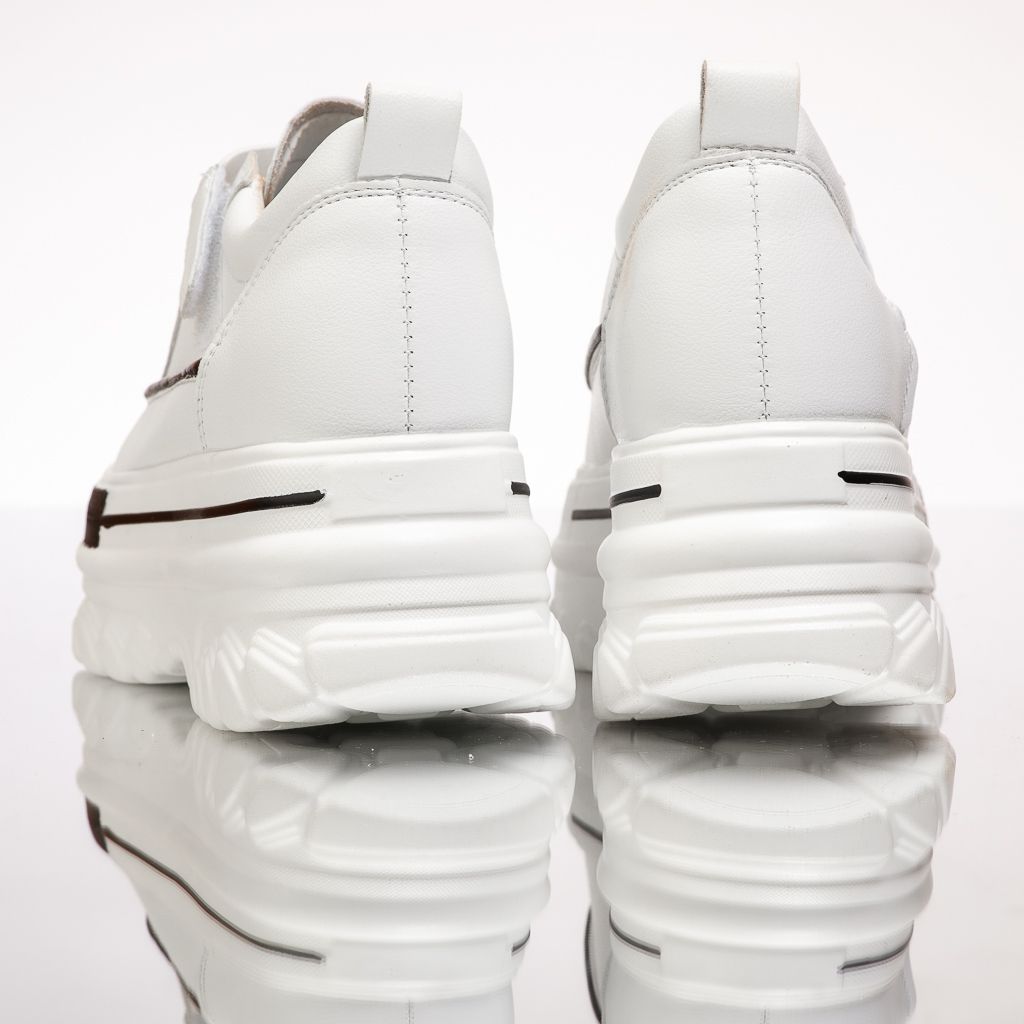 Дамски спортни обувки с платформа от естествена кожа Igor Бяло #13533
