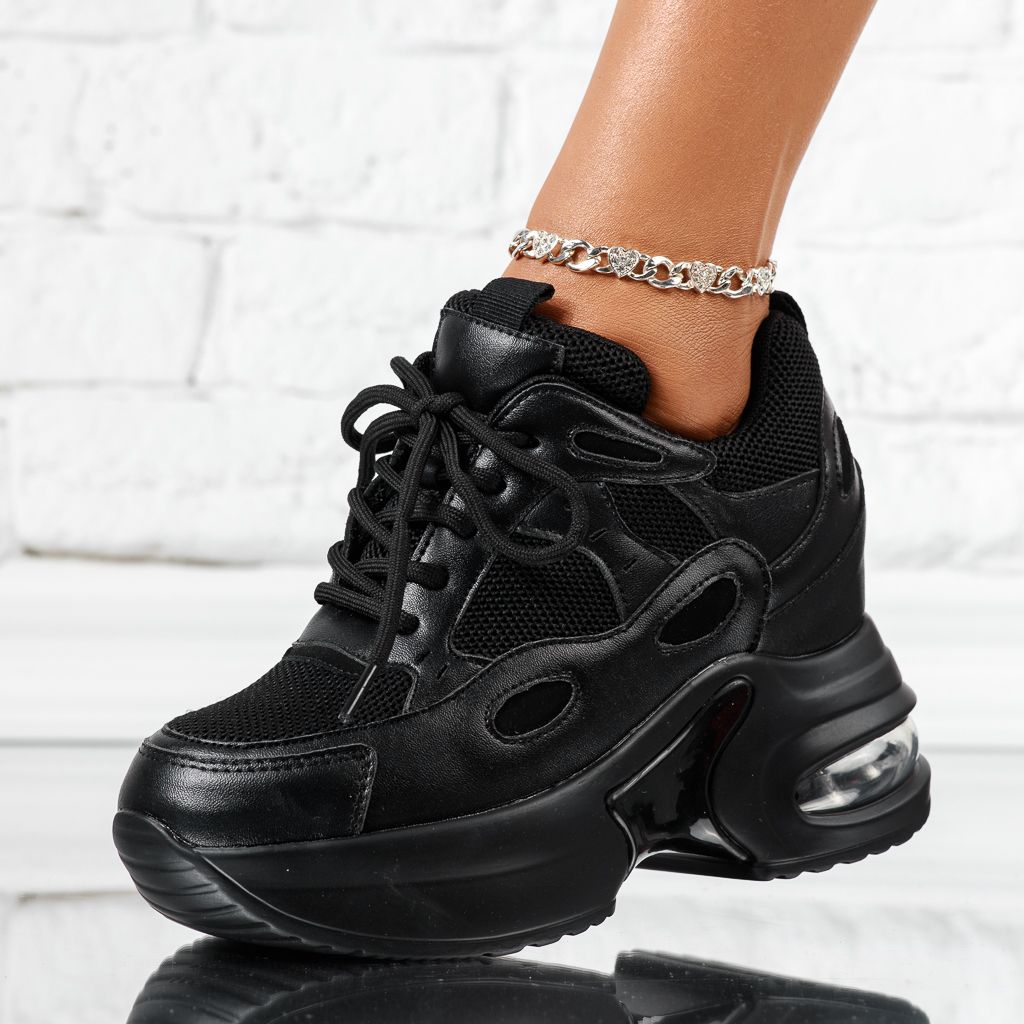 Дамски спортни обувки с платформа Ana черен #13938