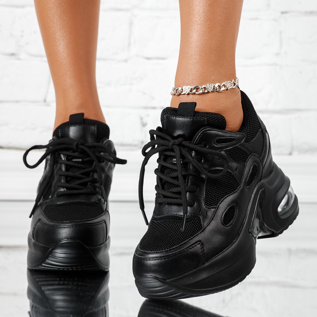 Ana Női Fekete Sportcipő Platformmal #13938