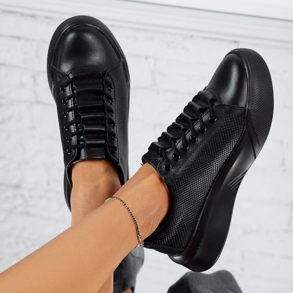 Дамски спортни обувки Изработени от естествена кожа Luna черен #13899