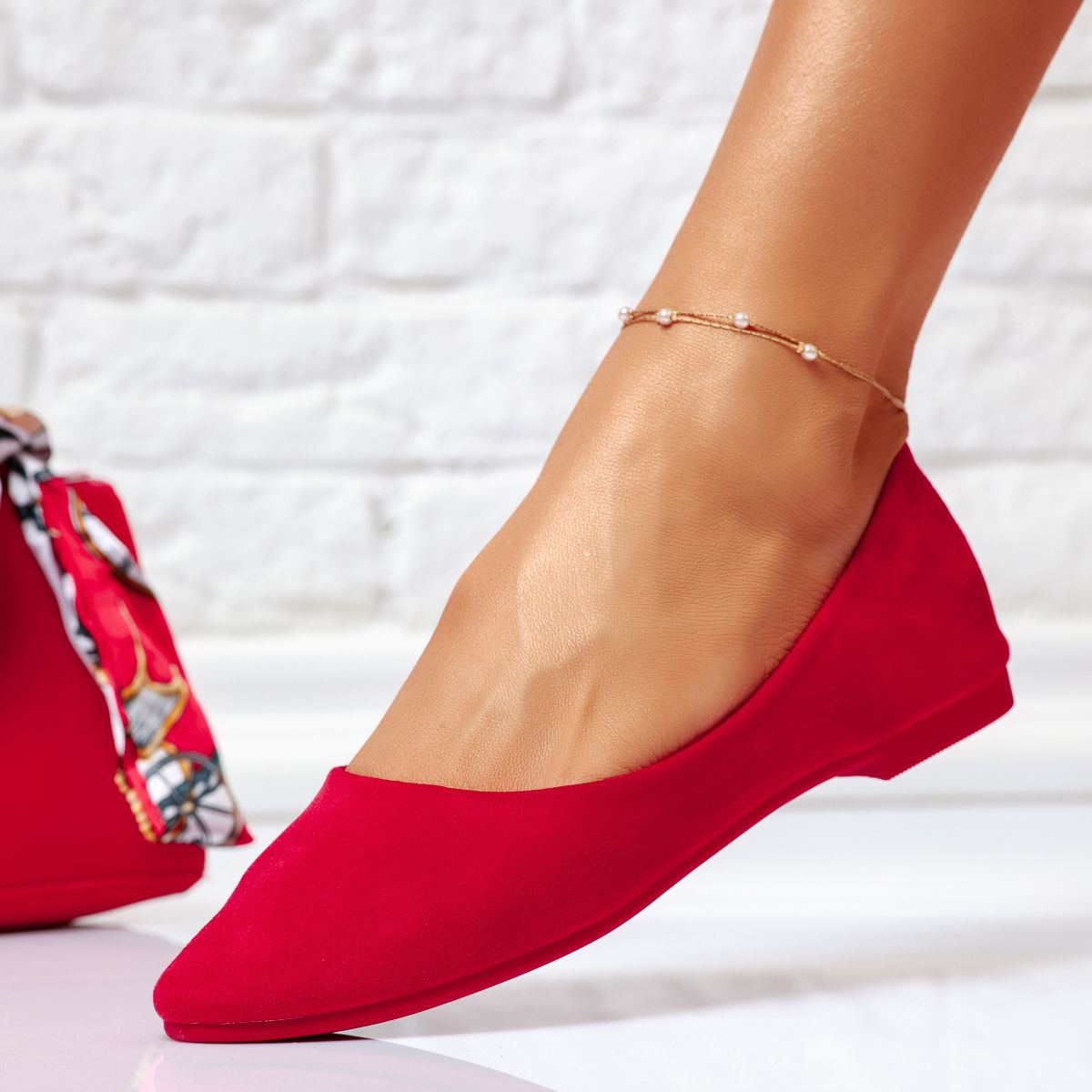 Обувки за балеринки  Anastasia червен #14066
