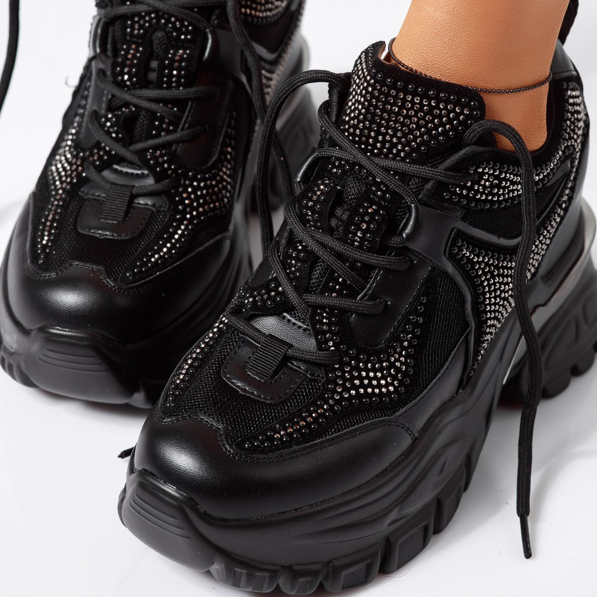 Дамски спортни обувки с платформа Aura черен #14617
