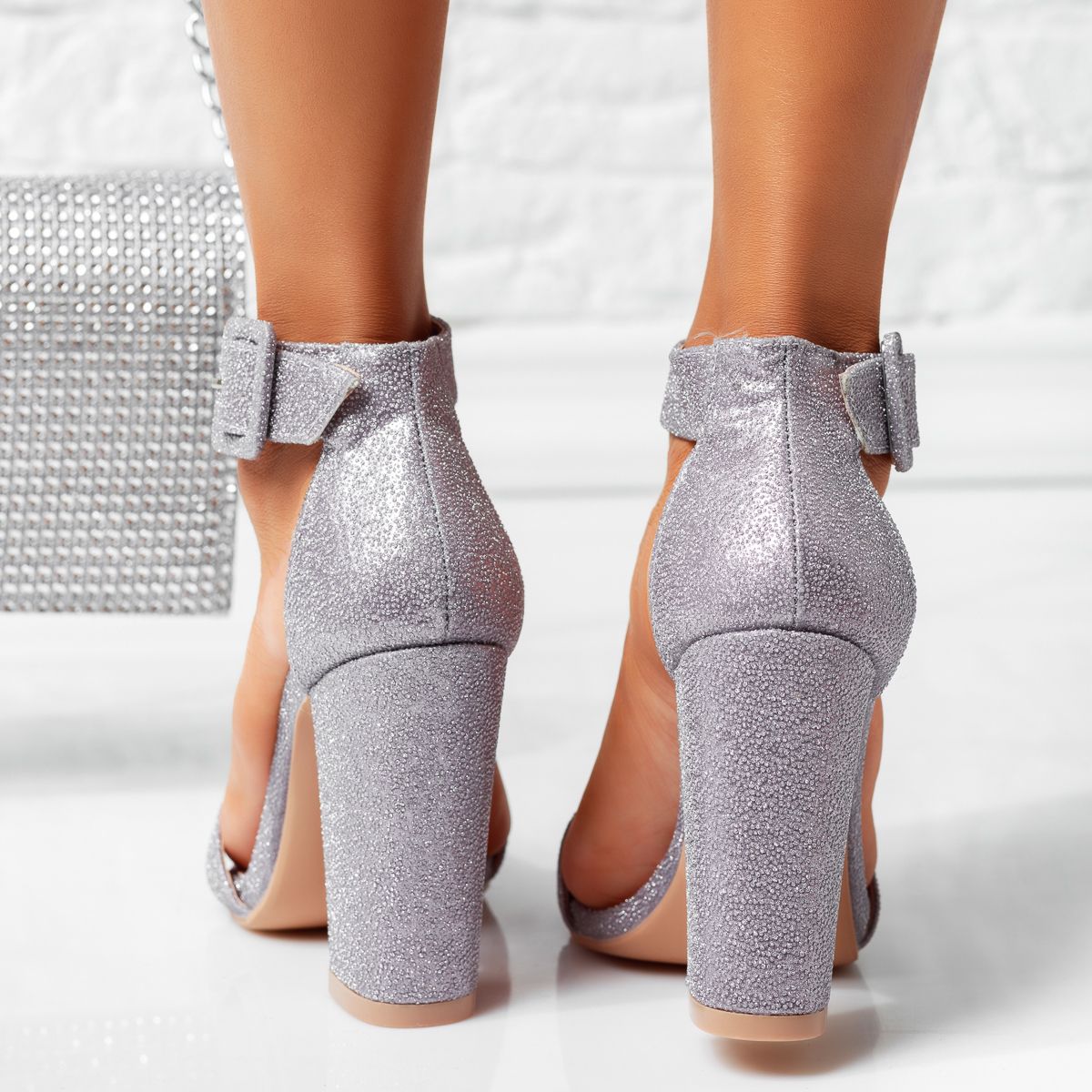 Дамски сандали на ток Alara лилаво #14183