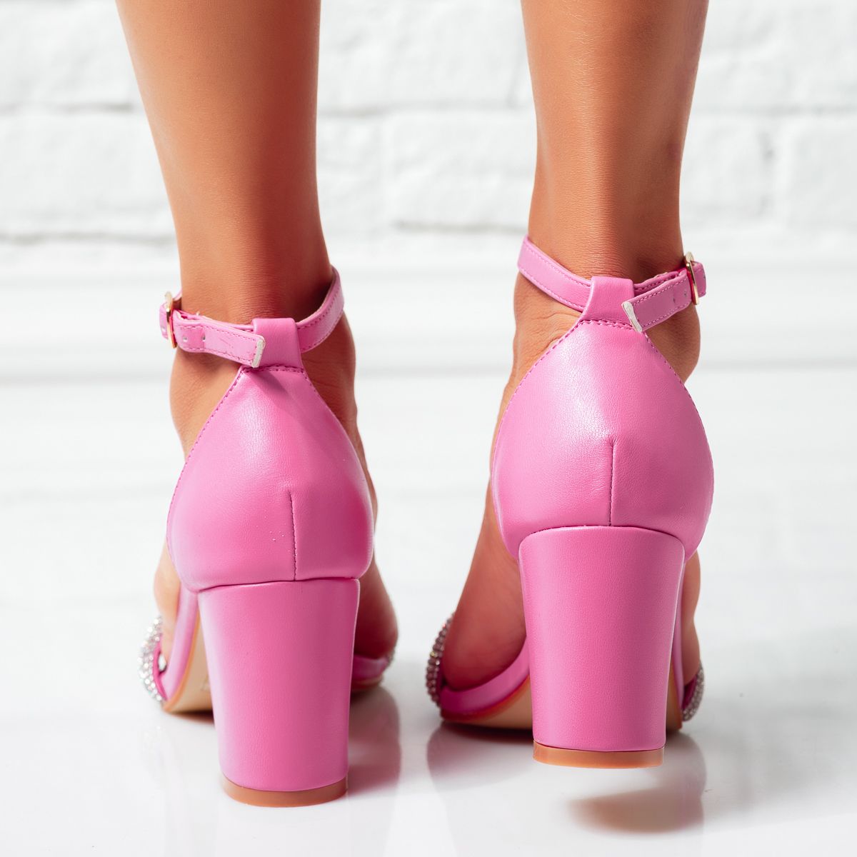 Дамски сандали с ток Ferry червен #14398