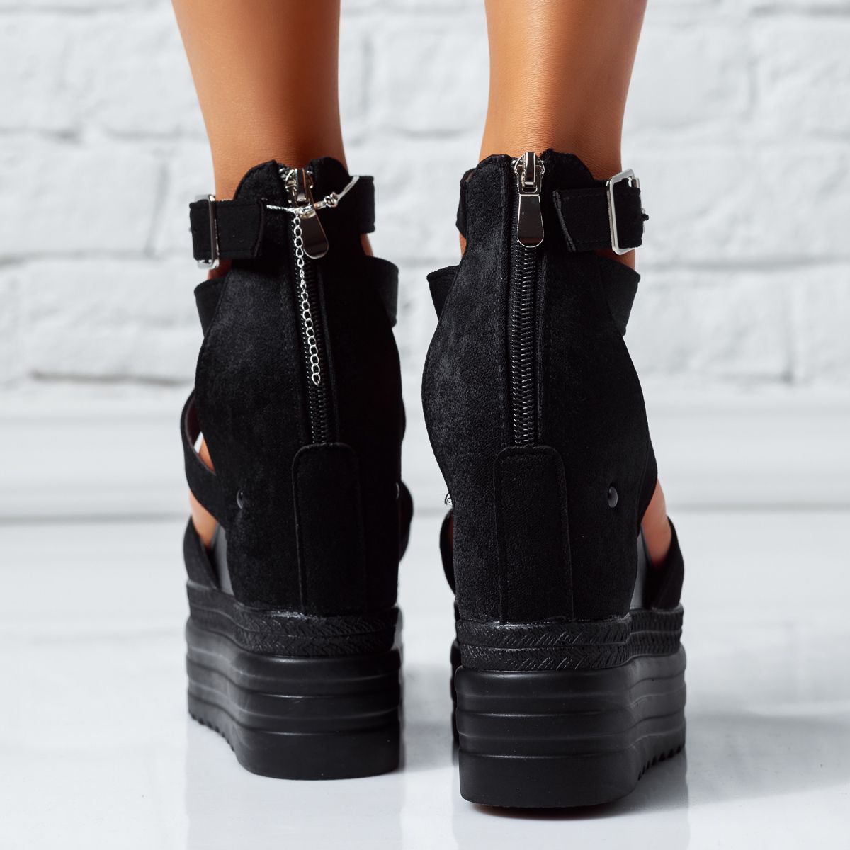 Sandale Dama cu Platforma Fox Negre #14750