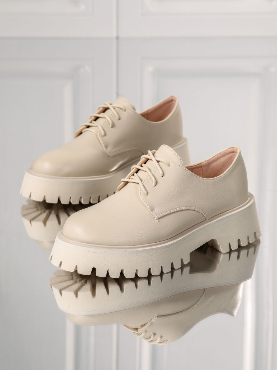 Всекидневни дамски обувки бежови от еко кожа June #18294