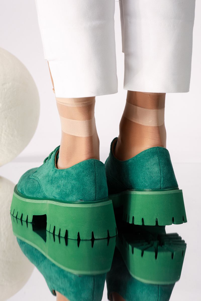 Всекидневни дамски обувки зелени от обърната еко кожа June2 #18297