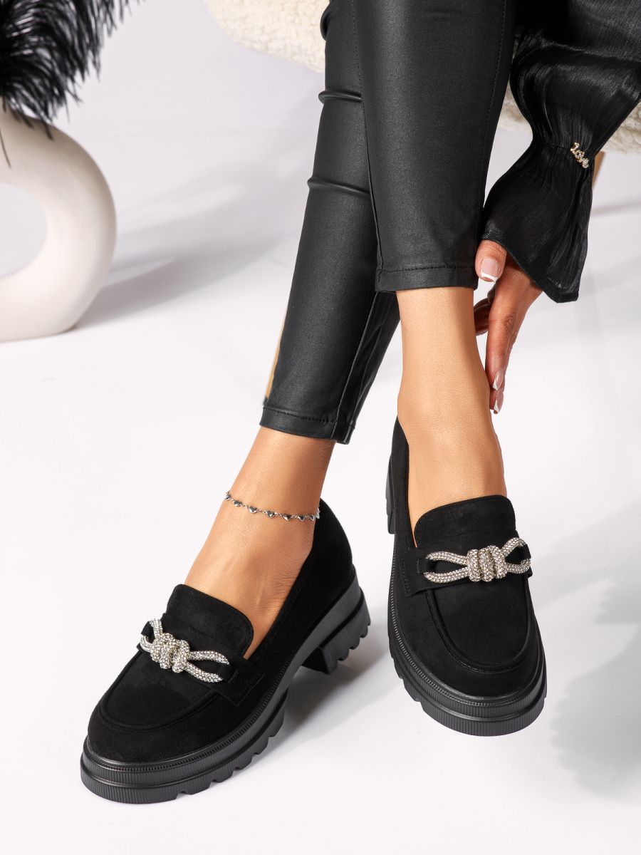 Всекидневни дамски обувки черни от обърната еко кожа Ava #18305