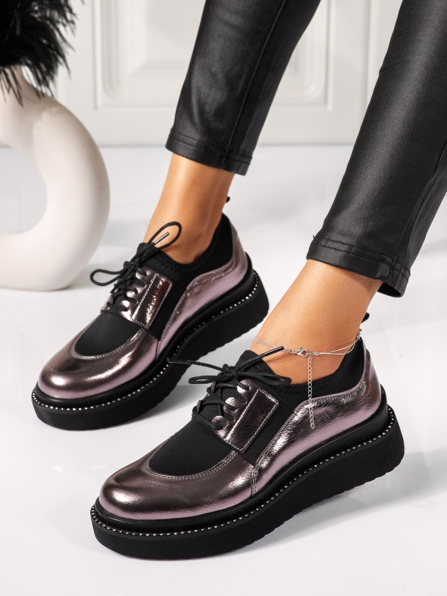 Всекидневни дамски обувки сиви от еко кожа Holla #18500