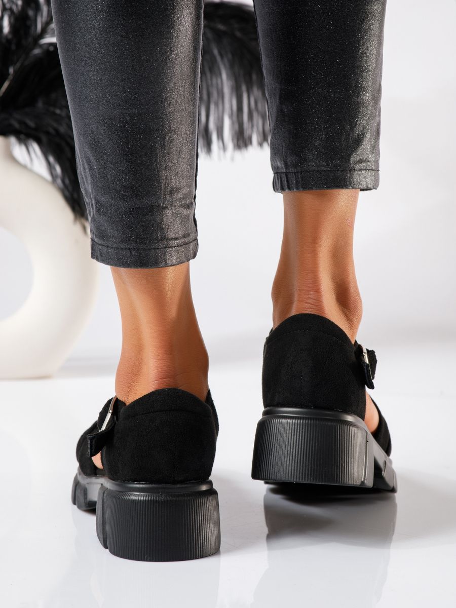 Всекидневни дамски обувки черни от обърната еко кожа Reina #18843