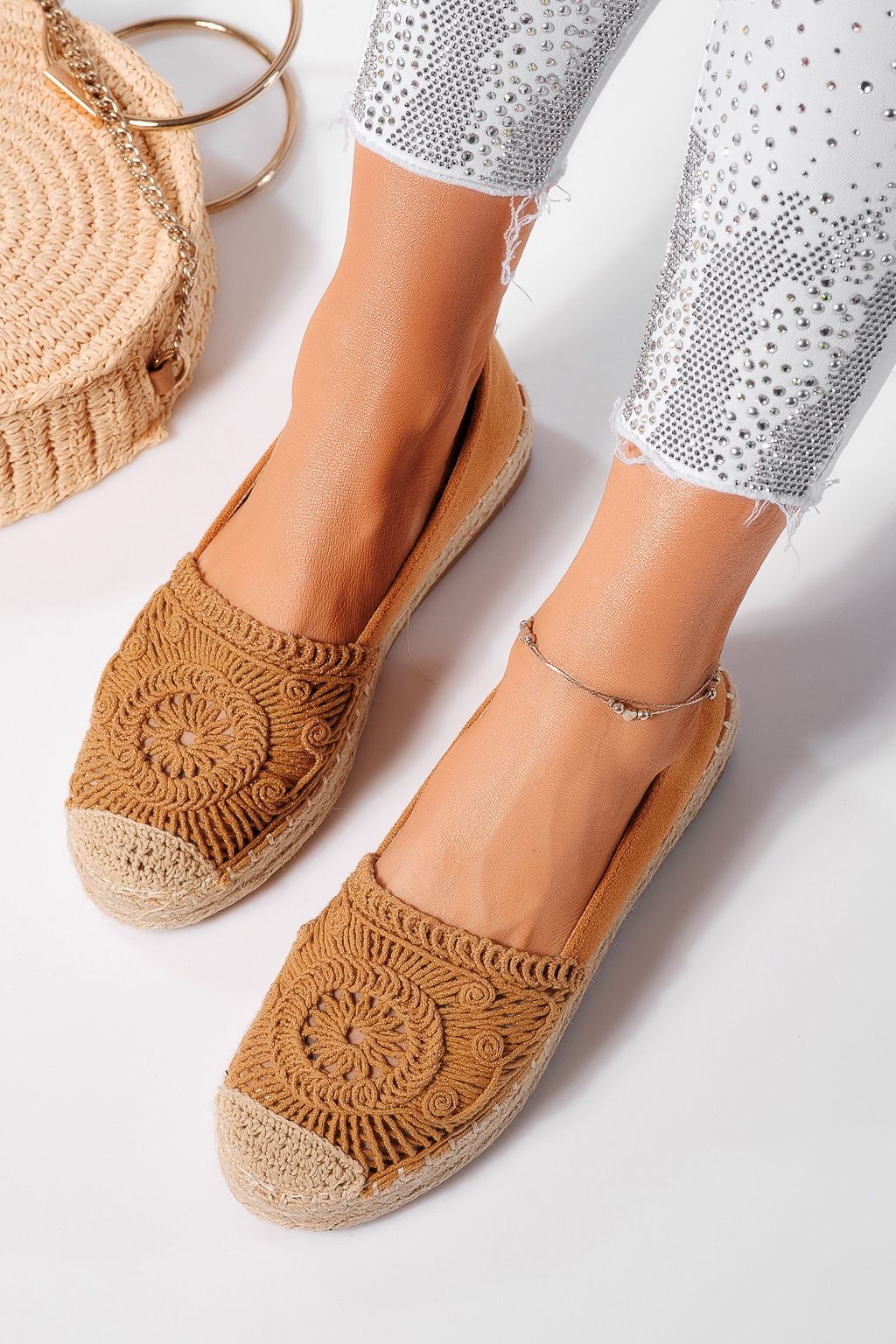 Női espadrillák barna ekobőrből Emma #21615