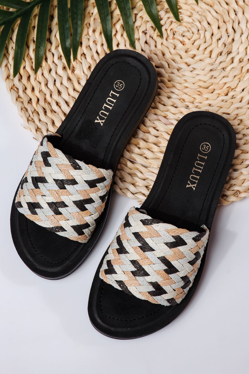 Női fekete textil papucs Lola #22259