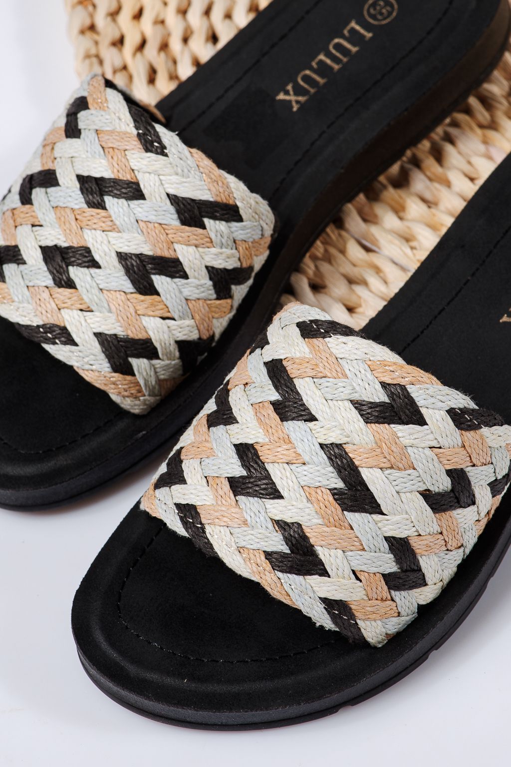 Női fekete textil papucs Lola #22259