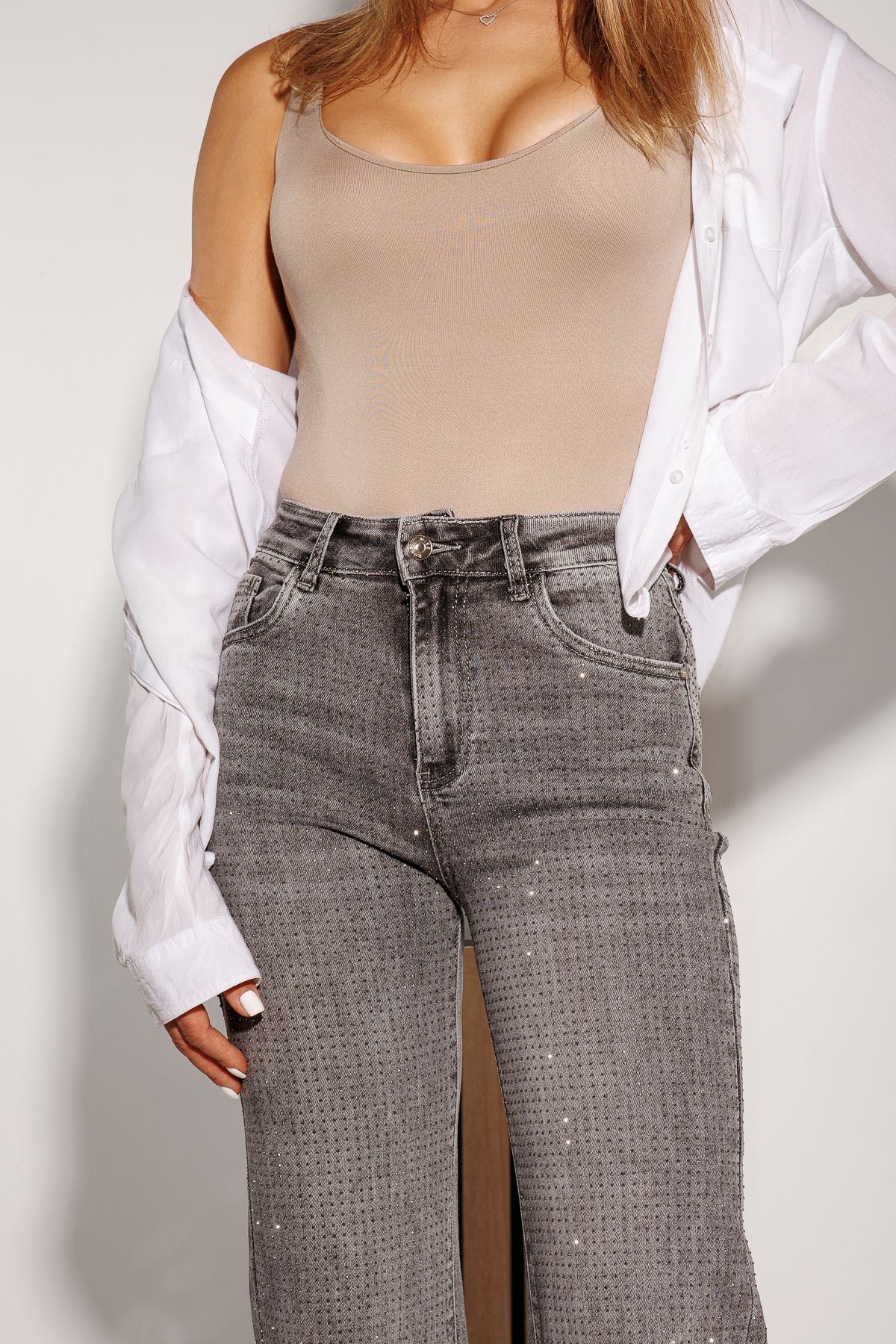 Női trapéz farmer Raisa szürke #A1160