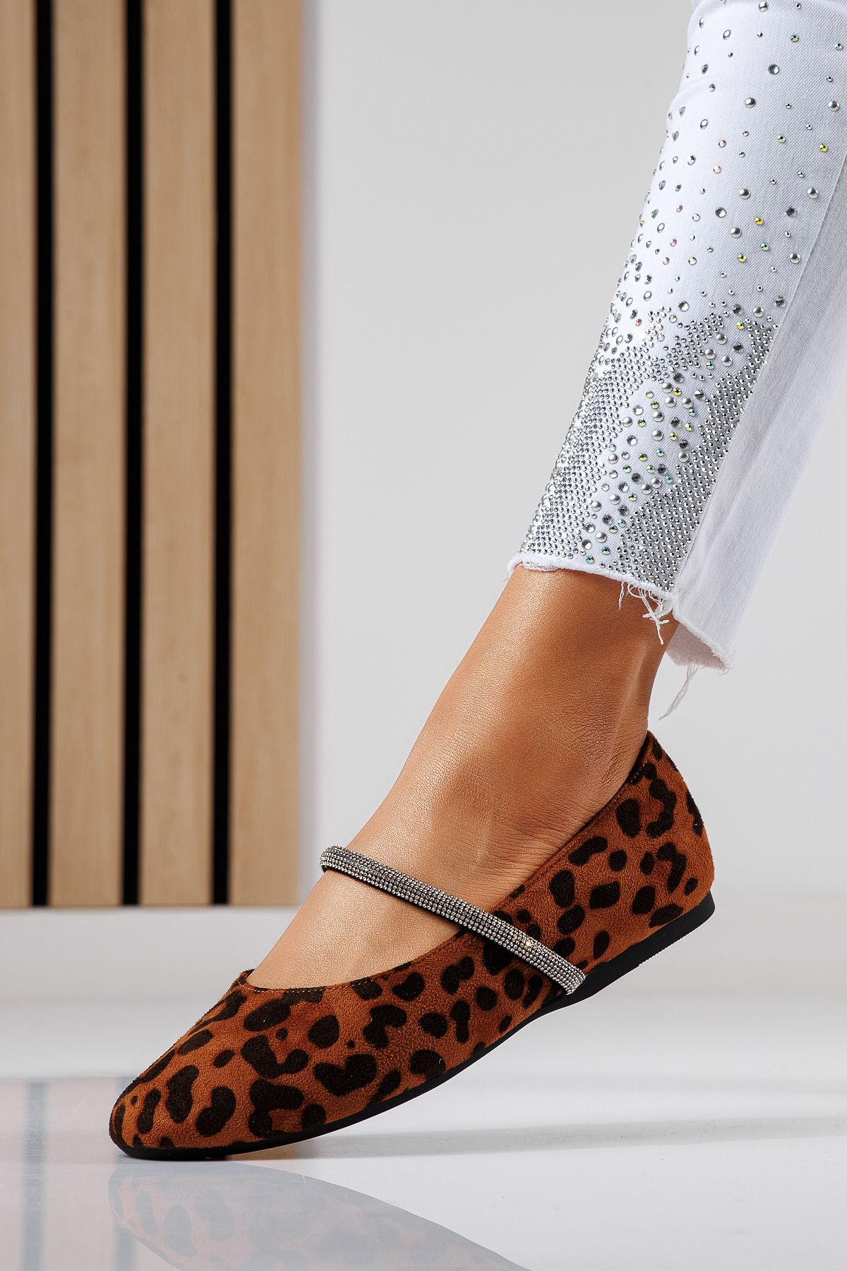 Női balettcipők leopard öko bőrből készült visszaküldött Zoe2 #22484