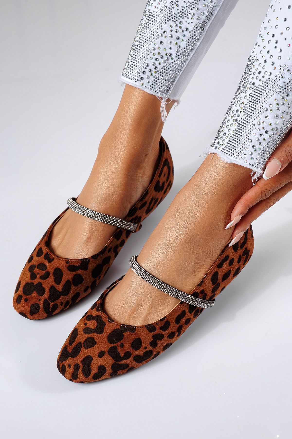 Női balettcipők leopard öko bőrből készült visszaküldött Zoe2 #22484
