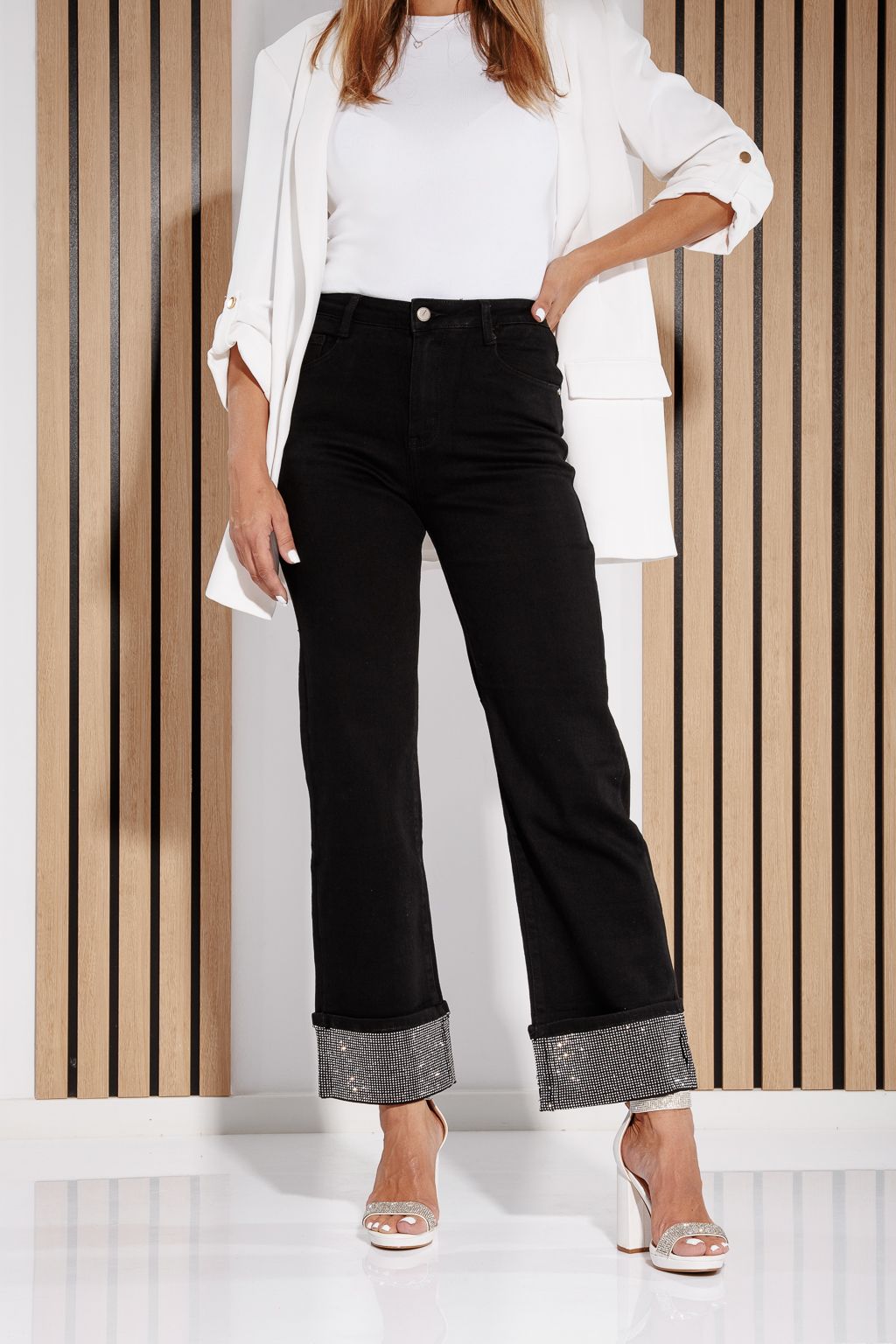 Blugi Wide Leg Dama Livia Negri #A1192