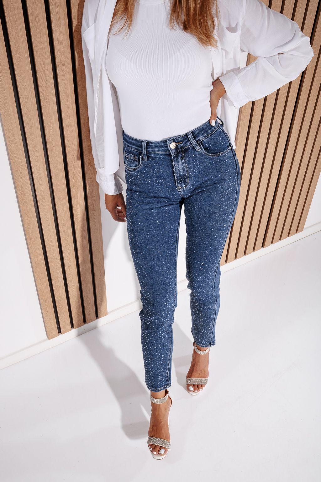 Női skinny farmer push-up díszítéssel Iris kék #A1171
