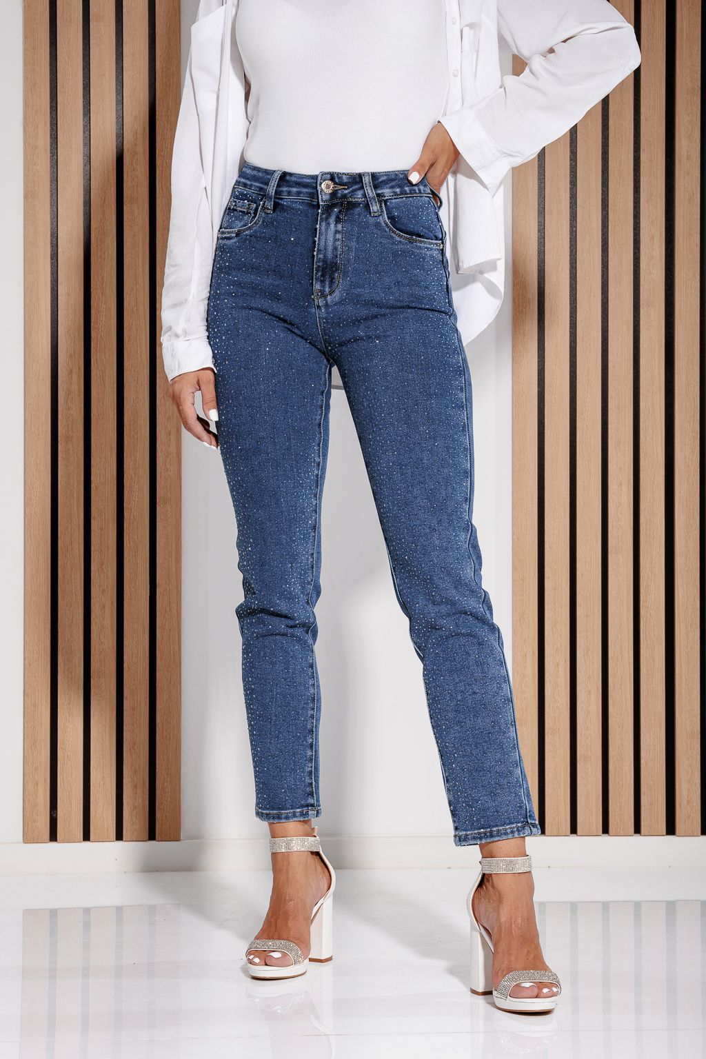 Női skinny farmer push-up díszítéssel Iris kék #A1171