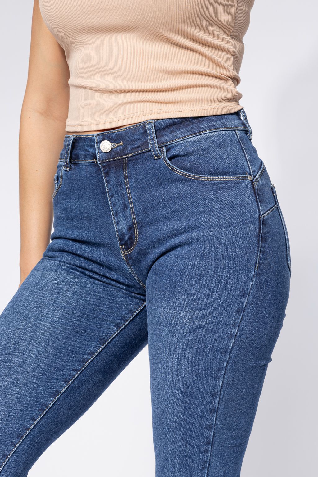 Amira Kék Női Skinny Vattás Farmer PushUppal #A662