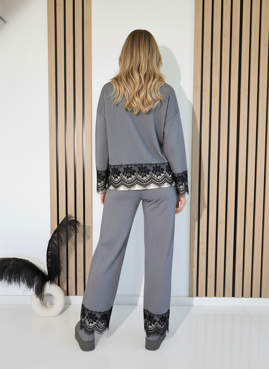 Női együttes szürke Angela 2 kötött darab #A1246