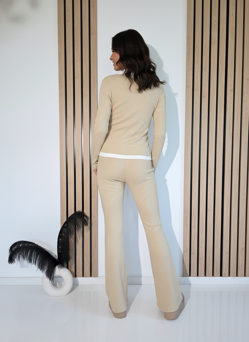 Női együttes bézs Amira 2 kötött darab #A1241