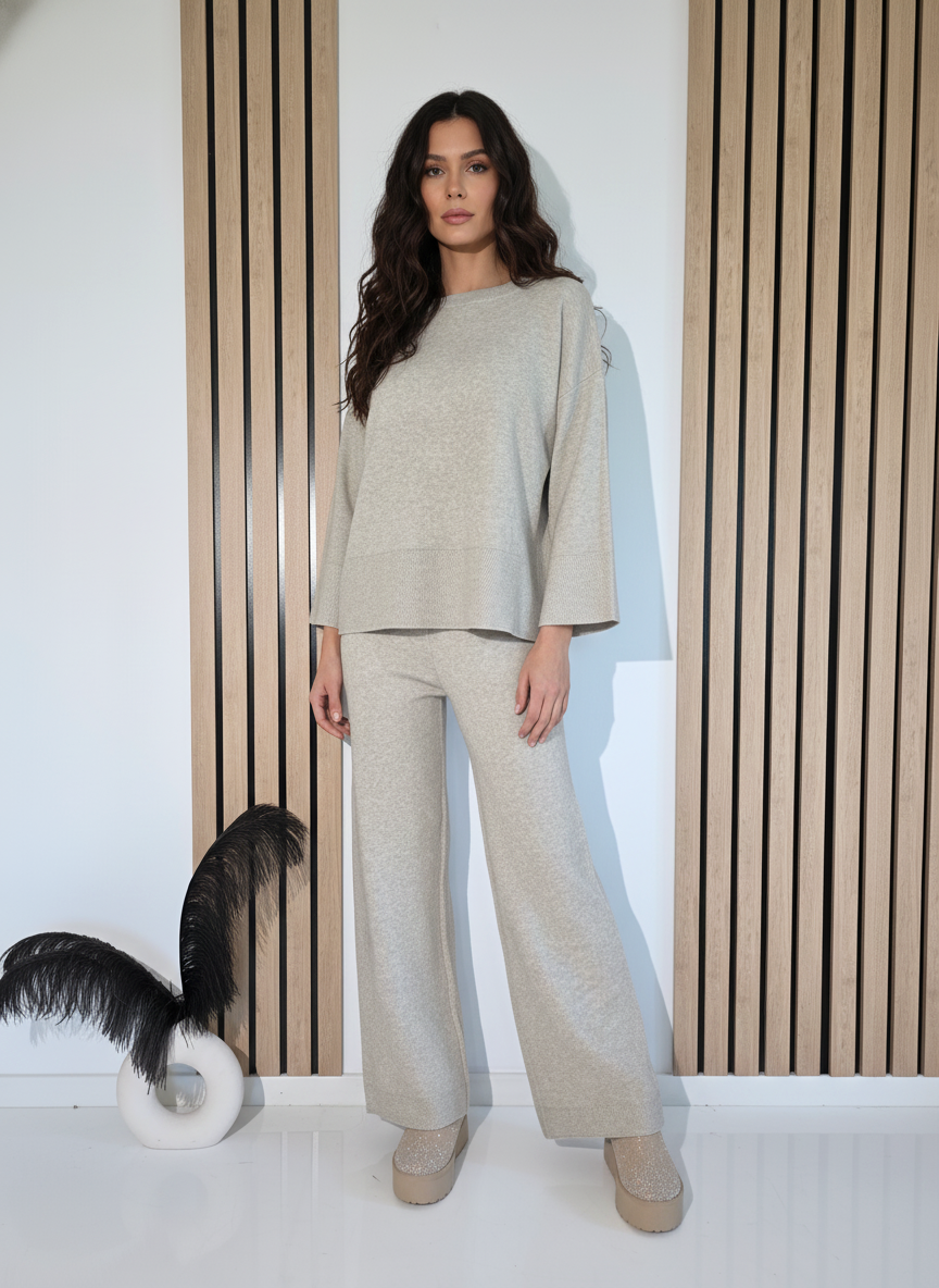 Női együttes bézs Adela 2 kötött darab #A1236