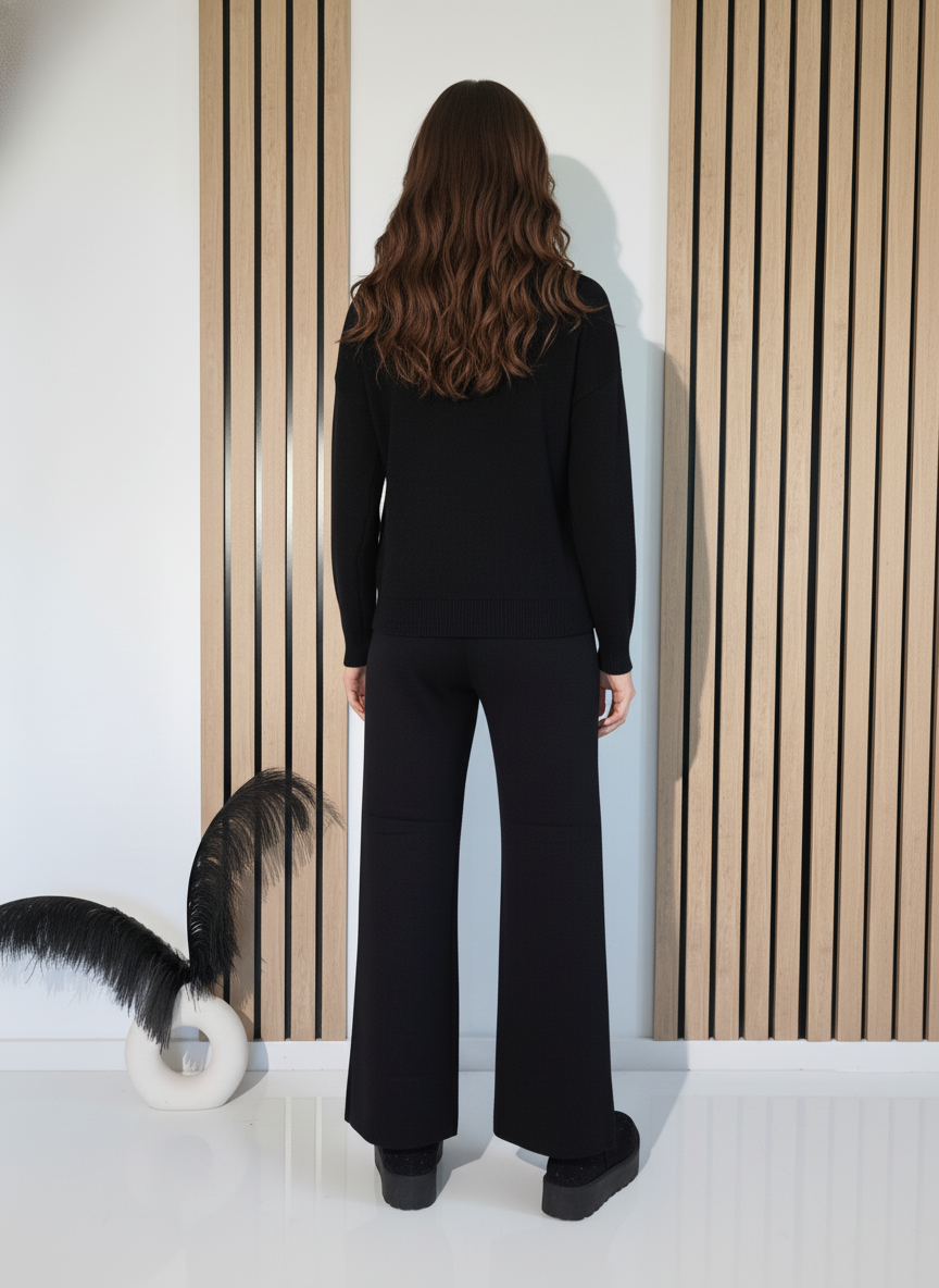 Női együttes fekete Eda 2 kötött darab #A1249