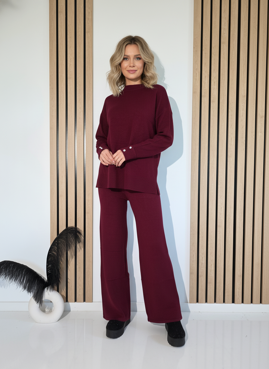 Női együttes bordó Sofia 2 kötött darab #A1260