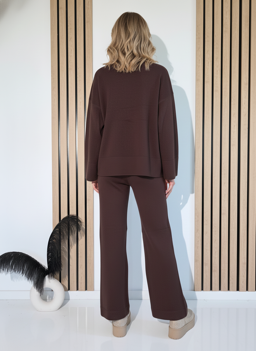 Női együttes barna Adela 2 kötött darab #A1237