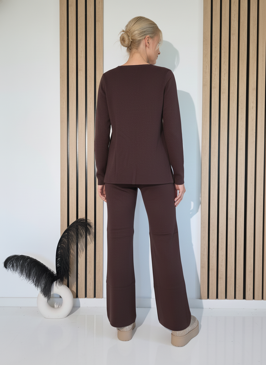 Női együttes barna Adina 2 kötött darab #A1239