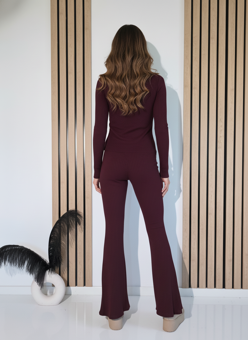 Női együttes bordó Amira 2 kötött darab #A1242