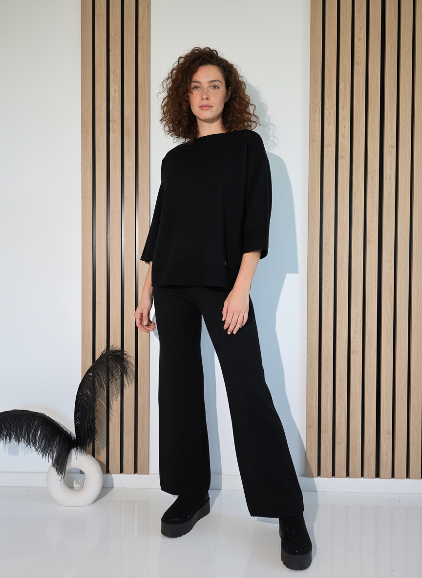 Női együttes fekete Kirra 2 kötött darab #A1253