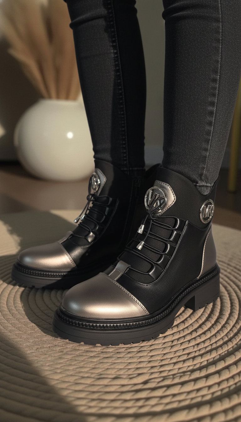 Női csizma szőrmével fekete öko bőrből készült Nami #23054