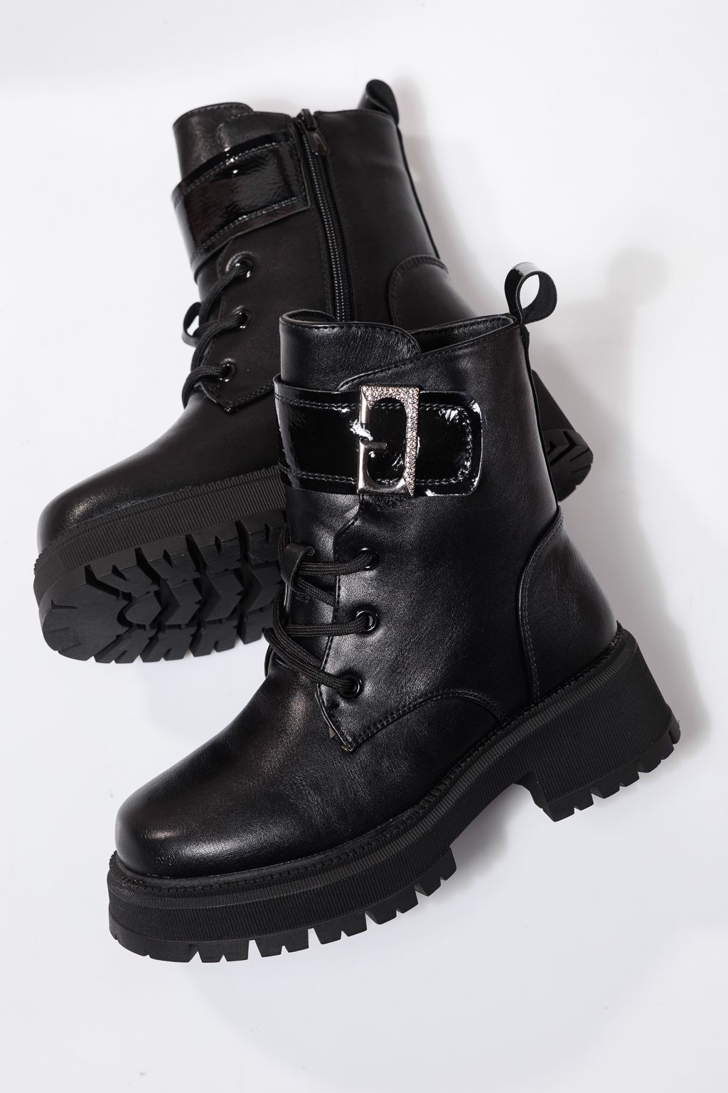 Szőrme csizma lányoknak fekete öko bőrből készült Alisa #23111