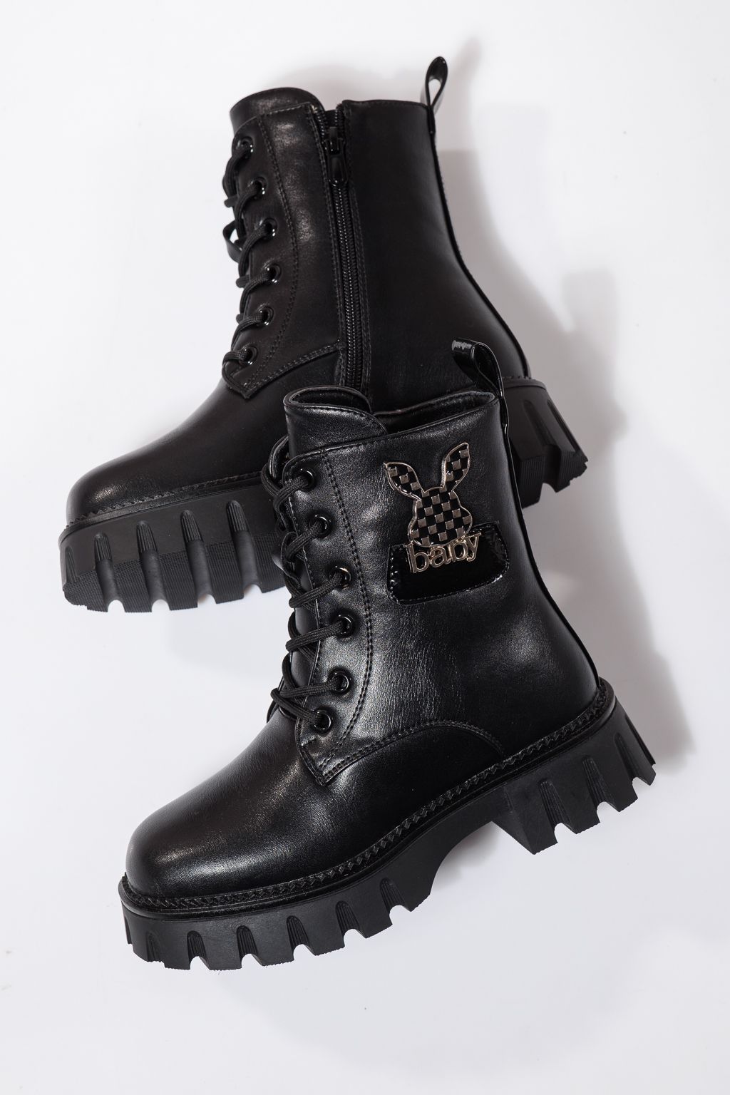 Szőrme csizma lányoknak fekete öko bőrből készült Aris #23115