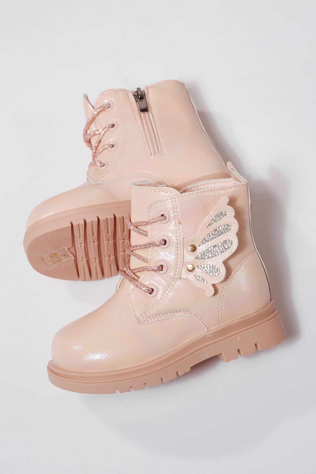 Szőrme csizma lányoknak Rózsaszín öko bőrből készült Melania #23142