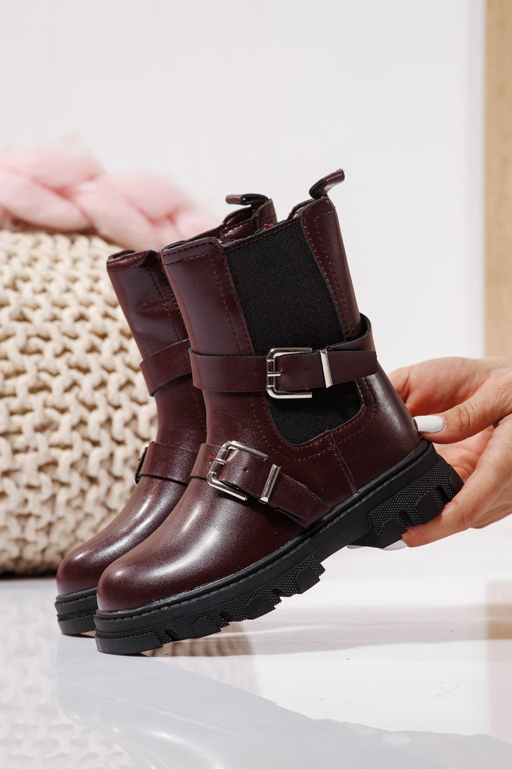 Szőrme csizma lányoknak Piros öko bőrből készült Marisa #23141