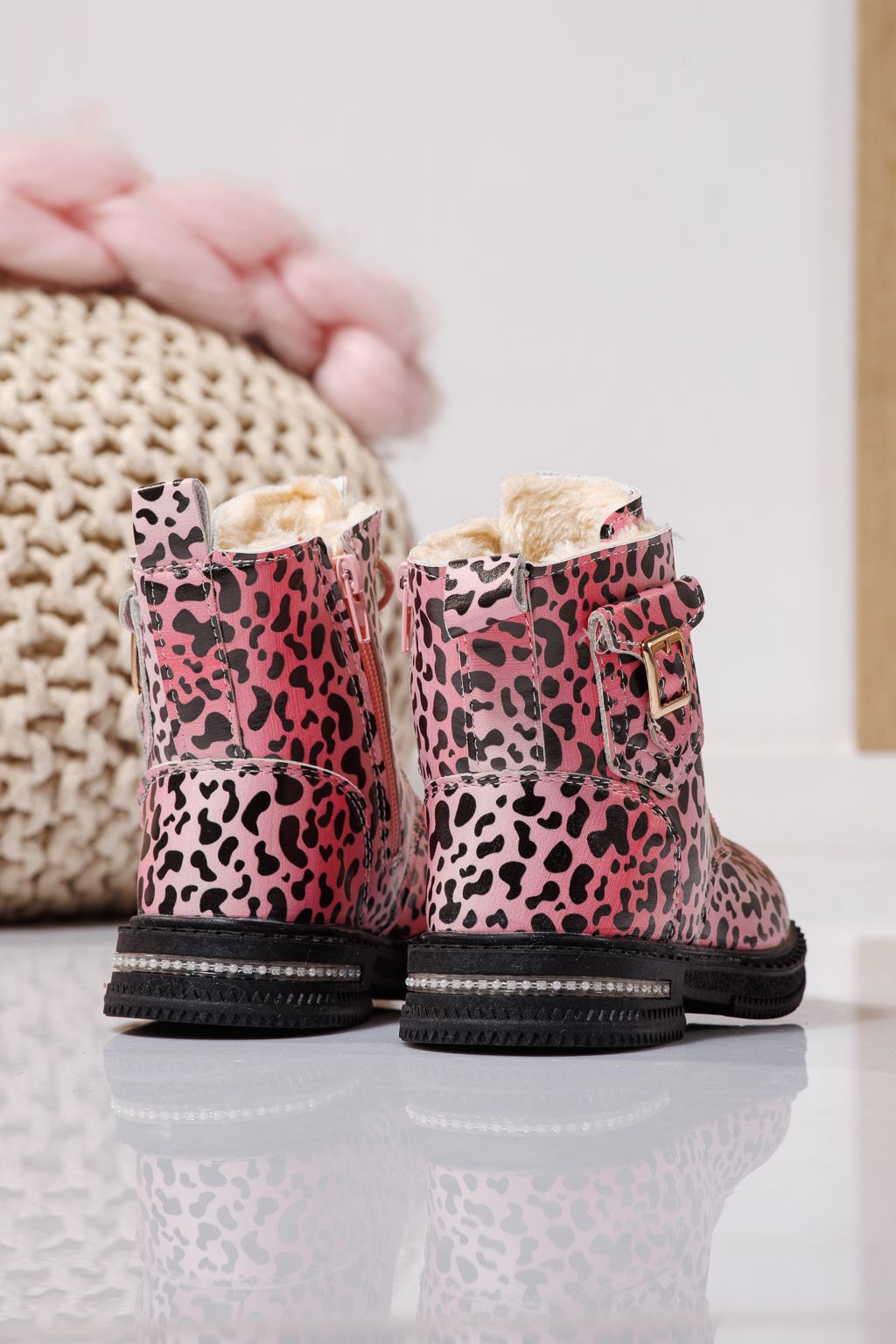 Szőrme csizma lányoknak Rózsaszín öko bőrből készült Iris #23137