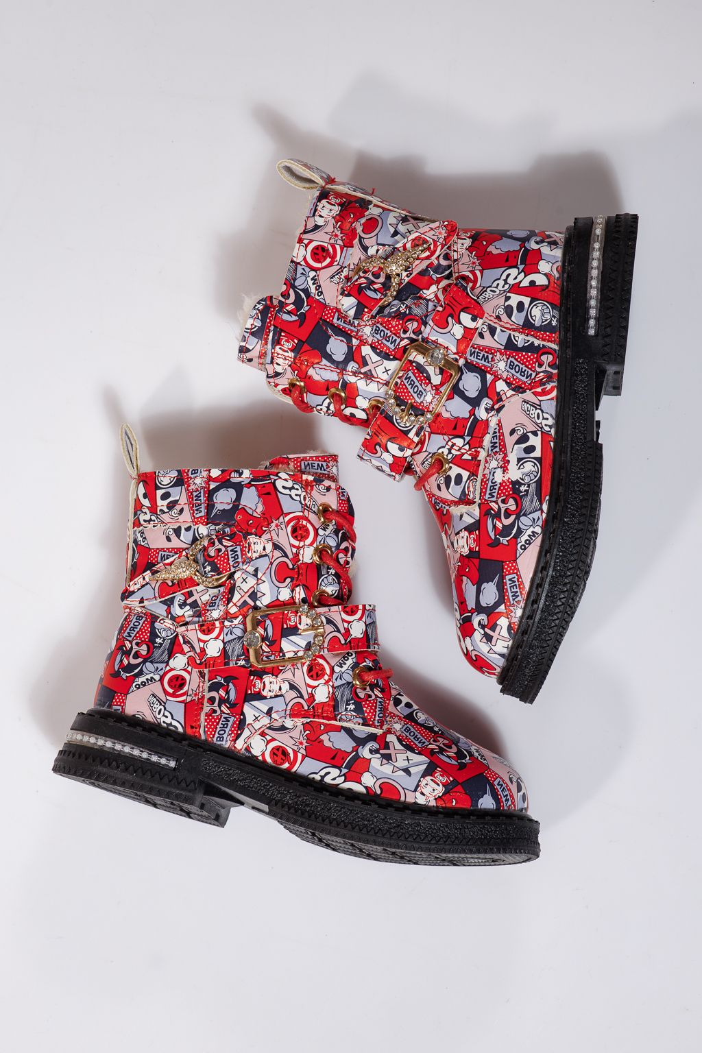 Szőrme csizma lányoknak Piros öko bőrből készült Eliza #23133