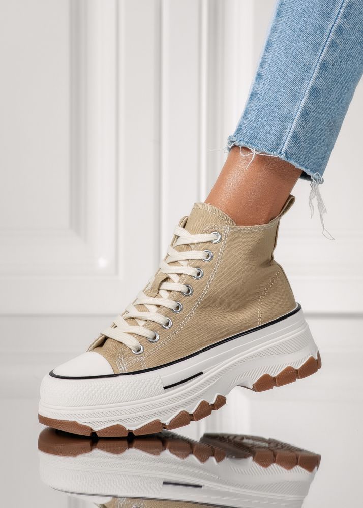 Női khaki színű textil tornacipő Seline #24186