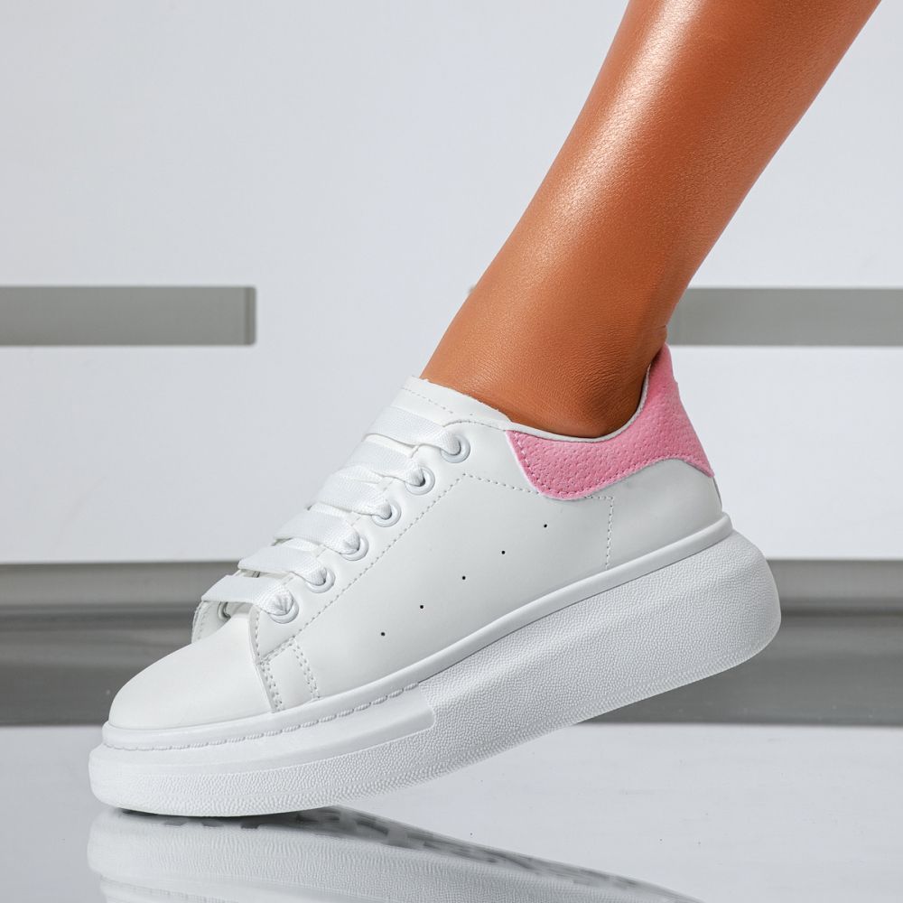 Női fehér sportcipő ekológikus bőrből Raya #24179